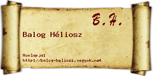 Balog Héliosz névjegykártya